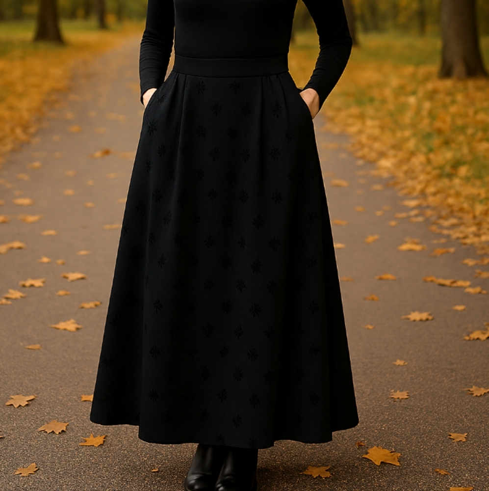Wool Black Pleated Skirt Fully lined Pockets Vintage Sz 6 - Picture 15 of 16